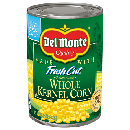 DEL MONTE Golden Sweet Pull Top Can Whole Kernel Corn 15.25 oz. Can, PK24 2001404